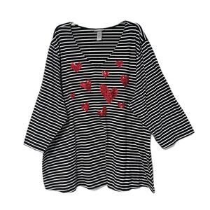 Catherines 4XL Plus Size Top Tunic Striped Heart Sequin Embellished Comfy Casual